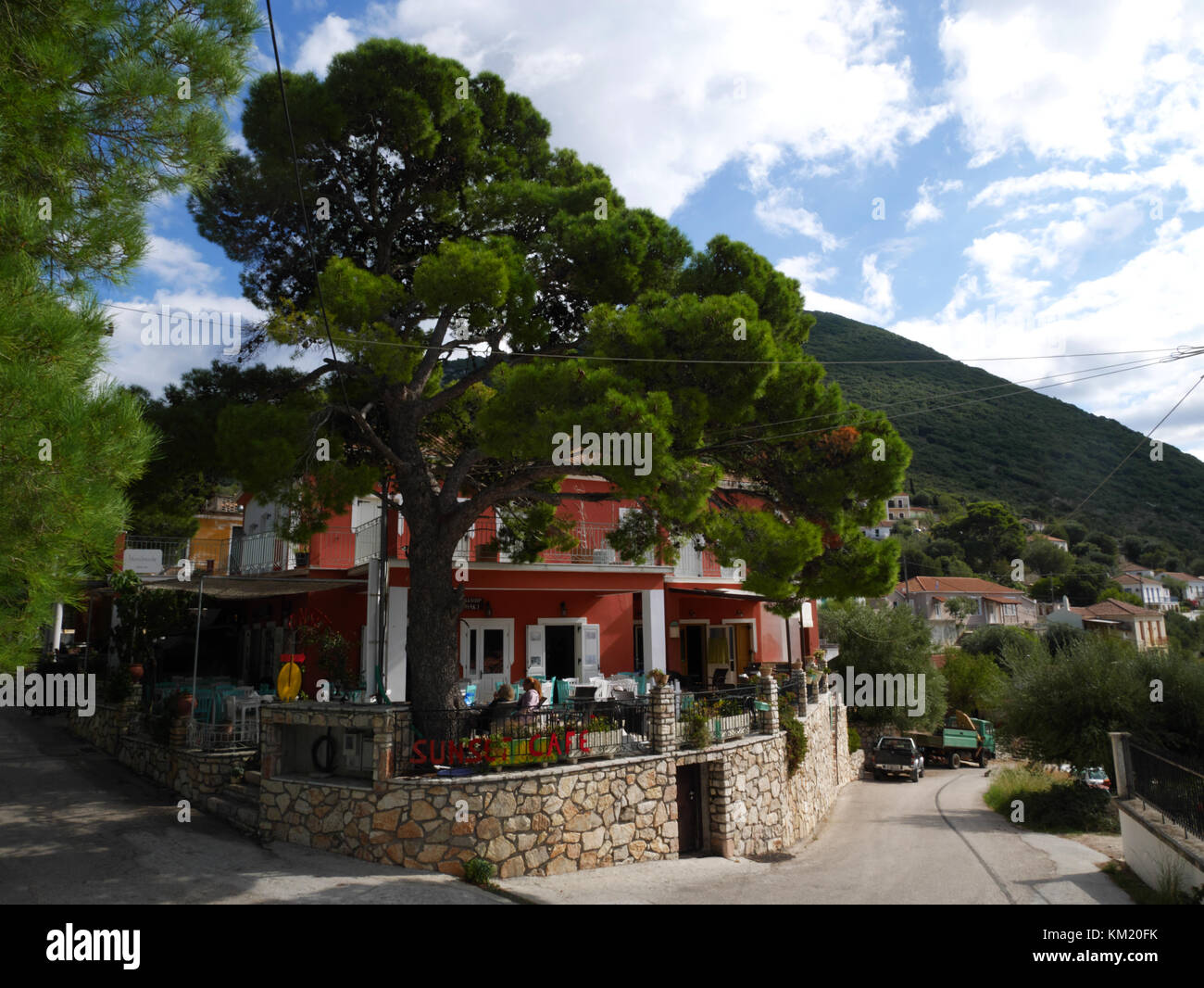 Cafe, Stavros, Ithaca, Greece. Stock Photo
