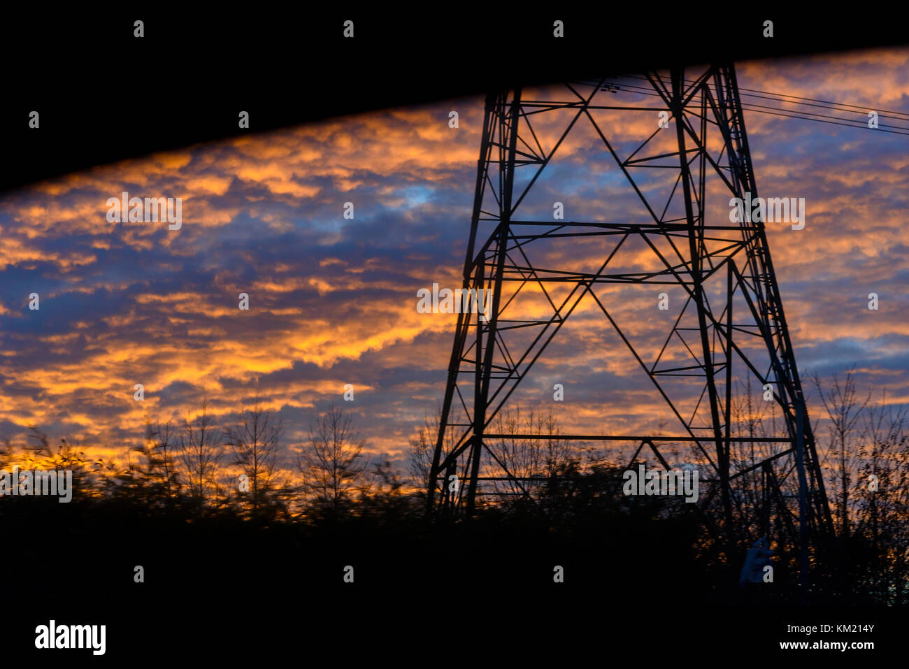 Mackerel sky red sunset Stock Photo Alamy