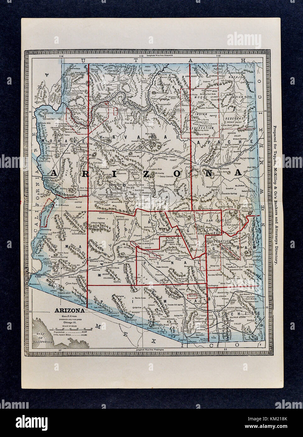 George Cram Antique Map from 1866 Atlas for Attorneys and Bankers: United States Stock Photo
