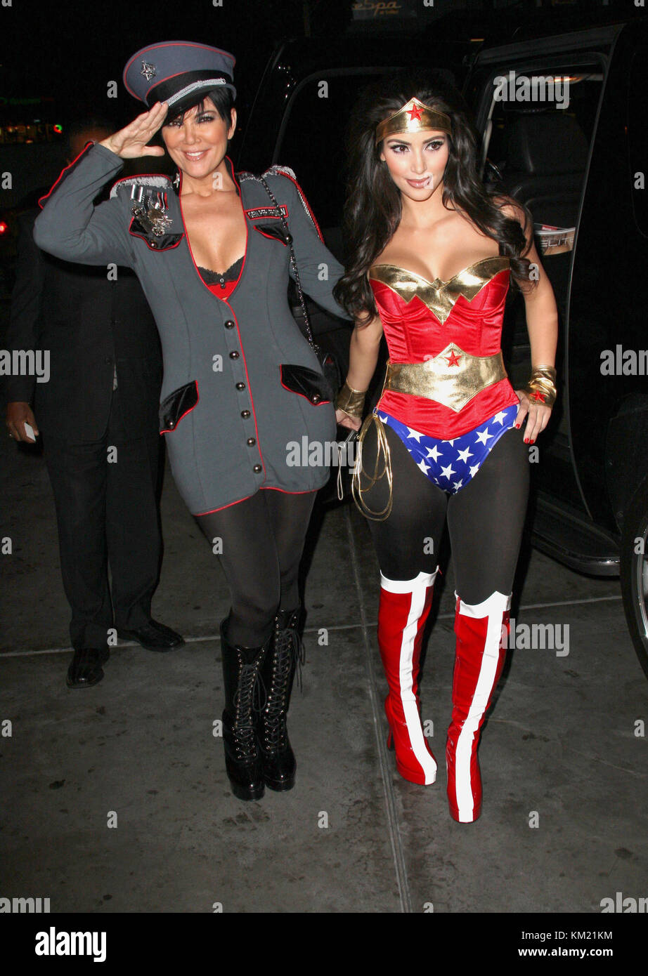 SMG_LA1_Kim Kardashian_Halloween_103008_01  LOS ANGELES, CA - OCTOBER 30: Kim Kardashian and mon Kris Jenner arrive to her Halloween party hosted by PAMA at Stone Rose on October 30, 2008 in Los Angeles, California (Photo By Storms Media Group)  People:    Kim Kardashian, Kris Jenner Stock Photo