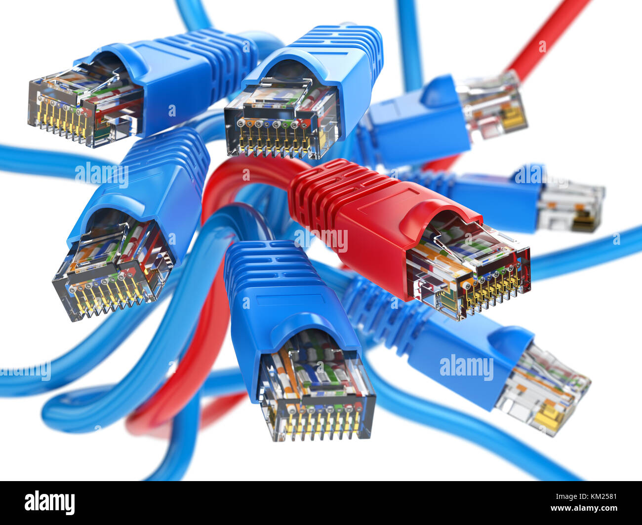 Computer network LAN cables rj45. Internet connections choice concept ...