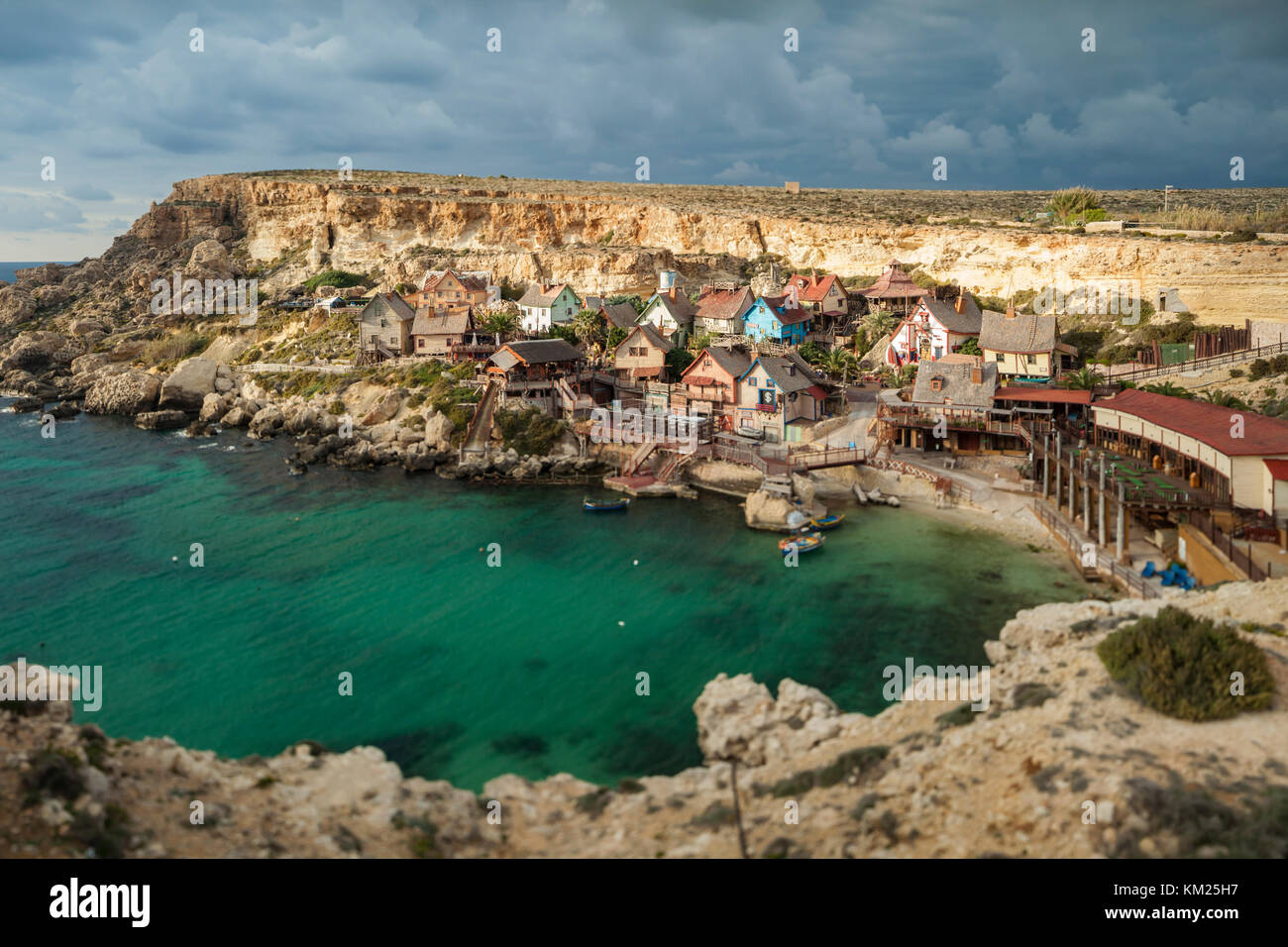 Popeye Village on the coast of Malta. Stock Photo