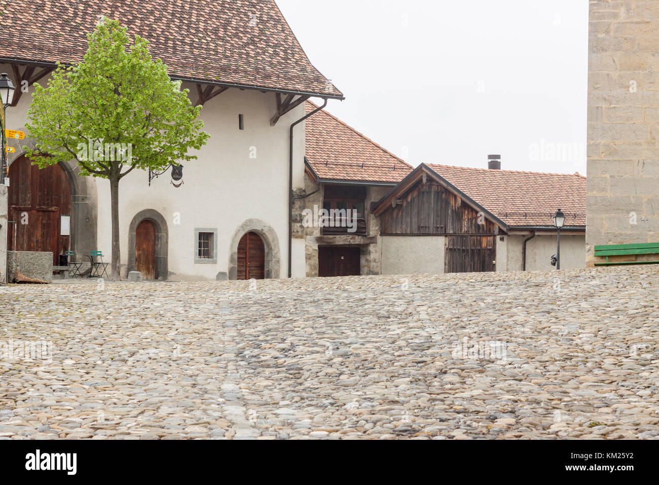 Farmhouse courtyard in Aigle Switzerland Stock Photo Alamy