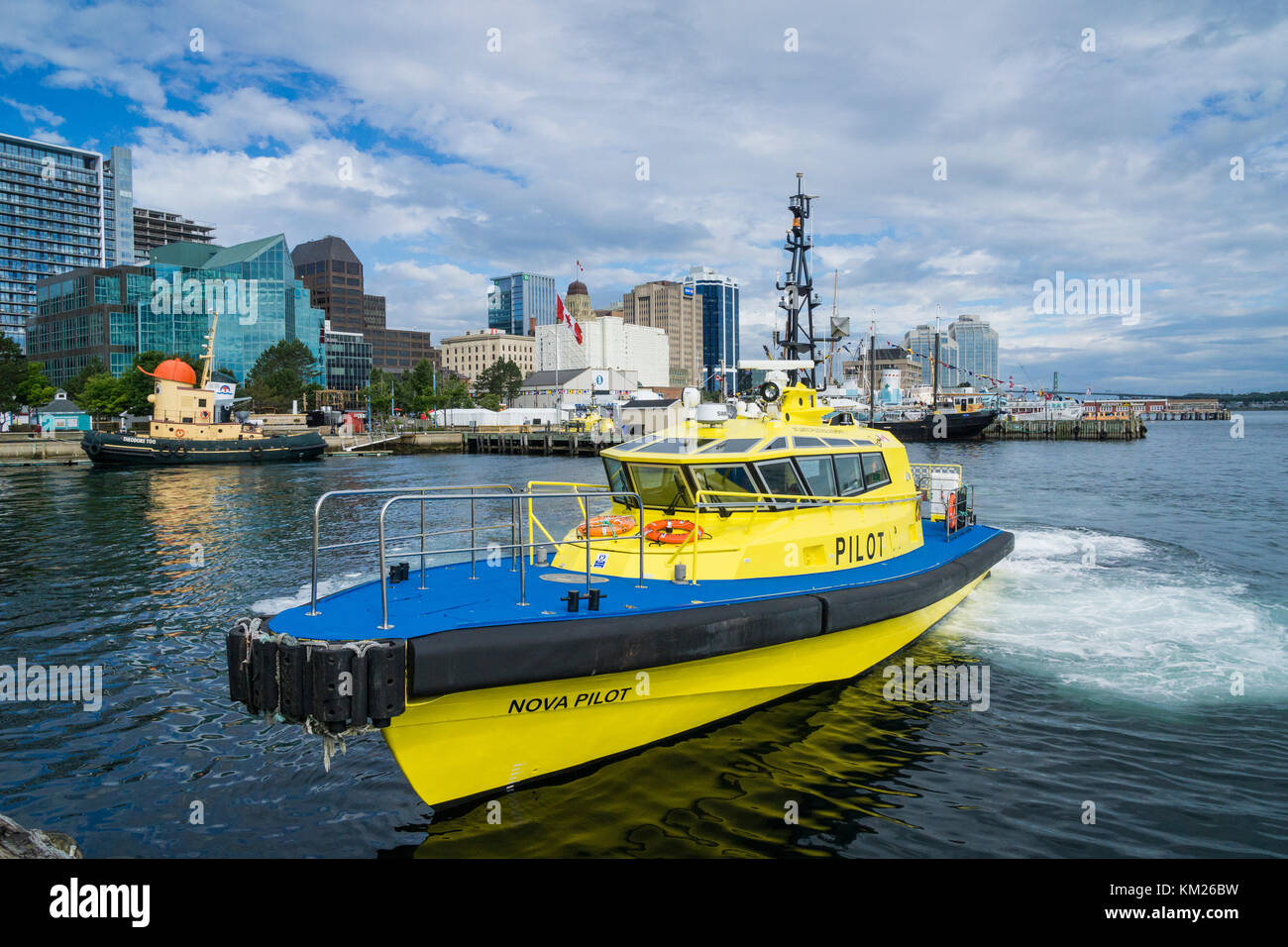 Pilot boat in the harbour at Halifax, Nova Scotia, Canada Stock Photo
