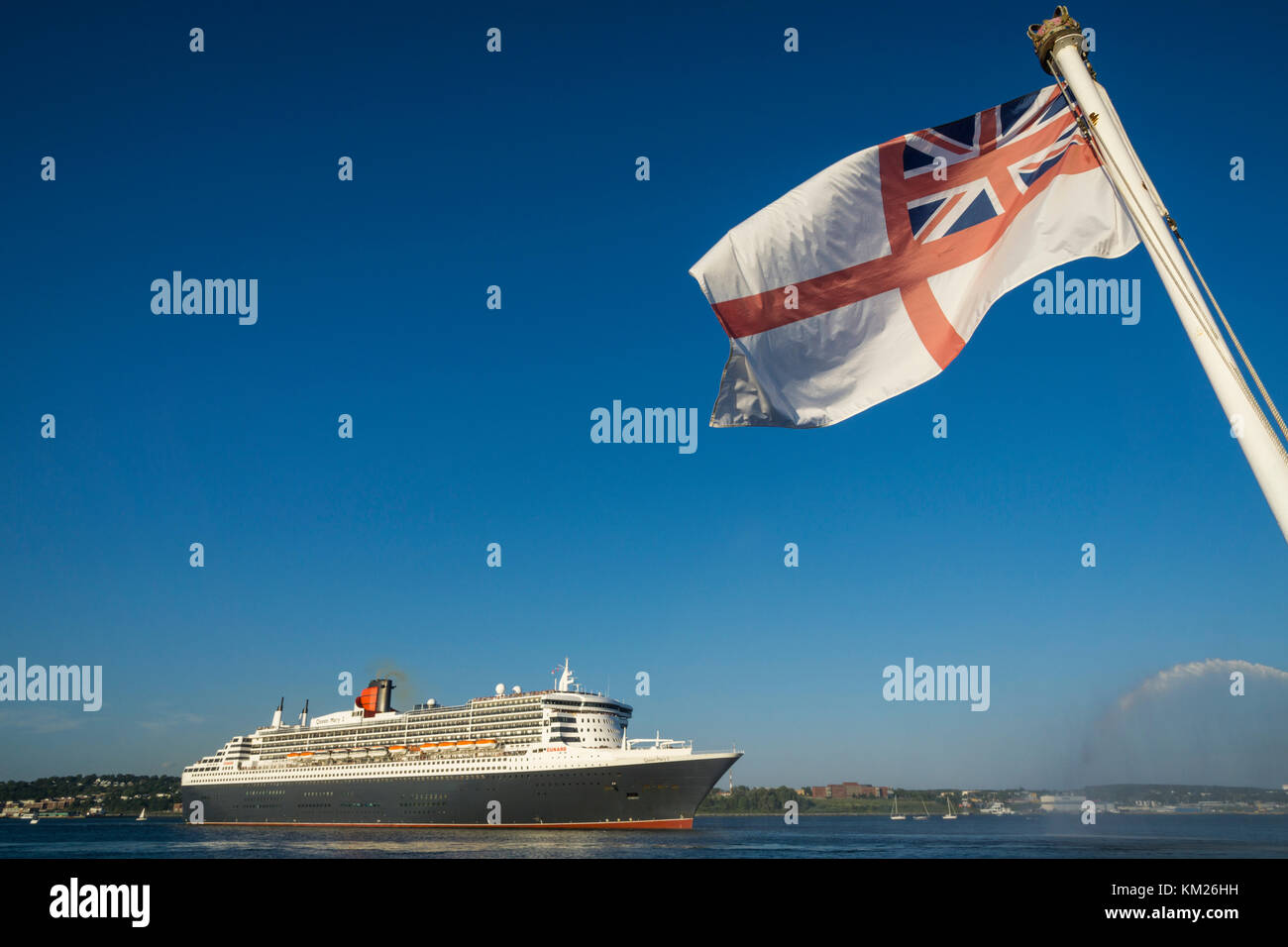 The White Ensign Of Hmcs Sackville Flies Over Queen Mary Ii Sailpast In Halifax Harbour Nova Scotia Canada Stock Photo Alamy