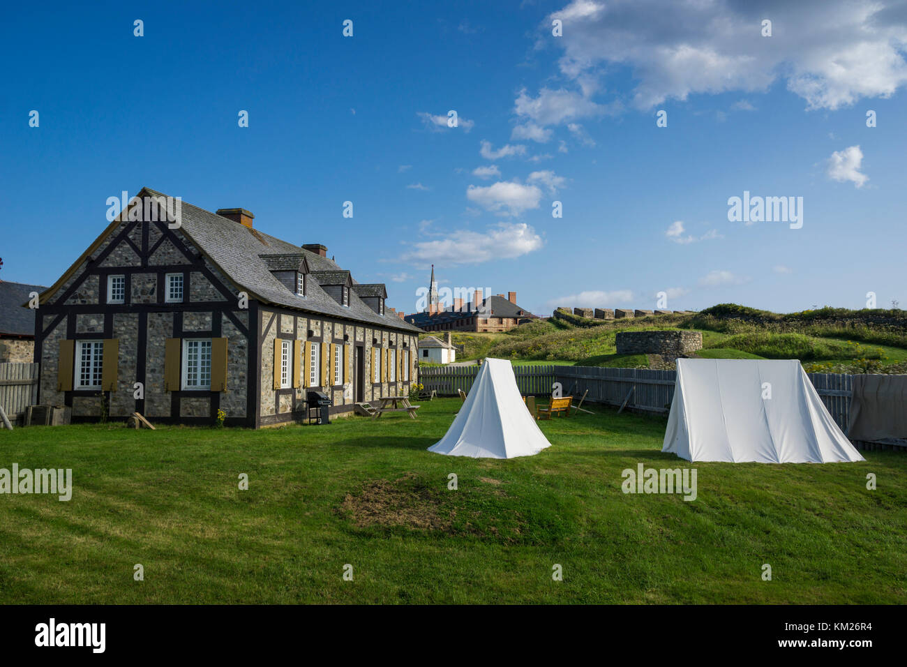 Tents in the yard of Lartigue House at Fortress Louisbourg, Cape Breton