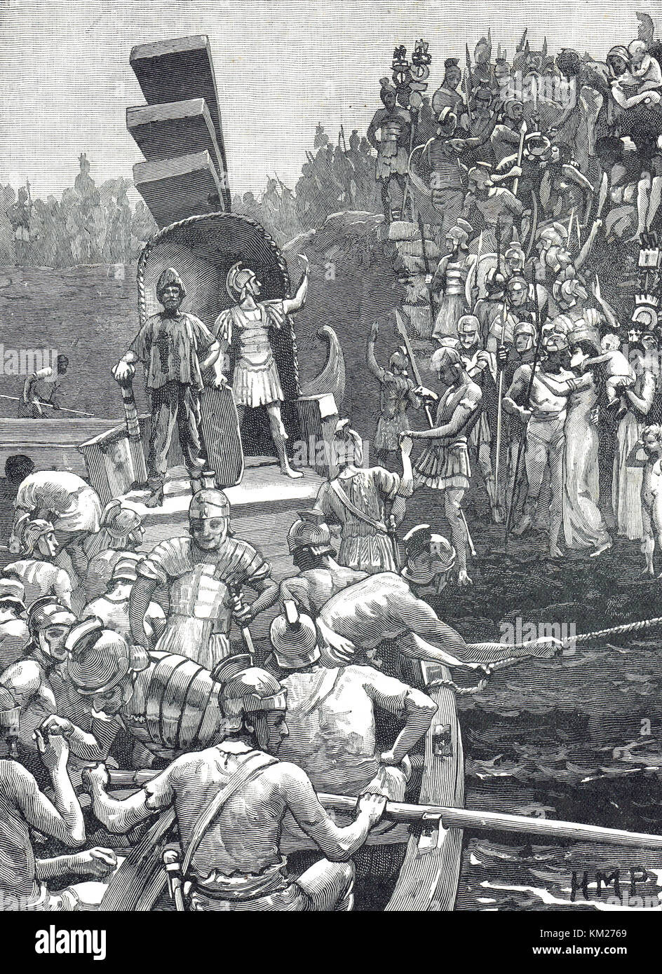 The Romans leaving Britain, circa 400 AD Stock Photo
