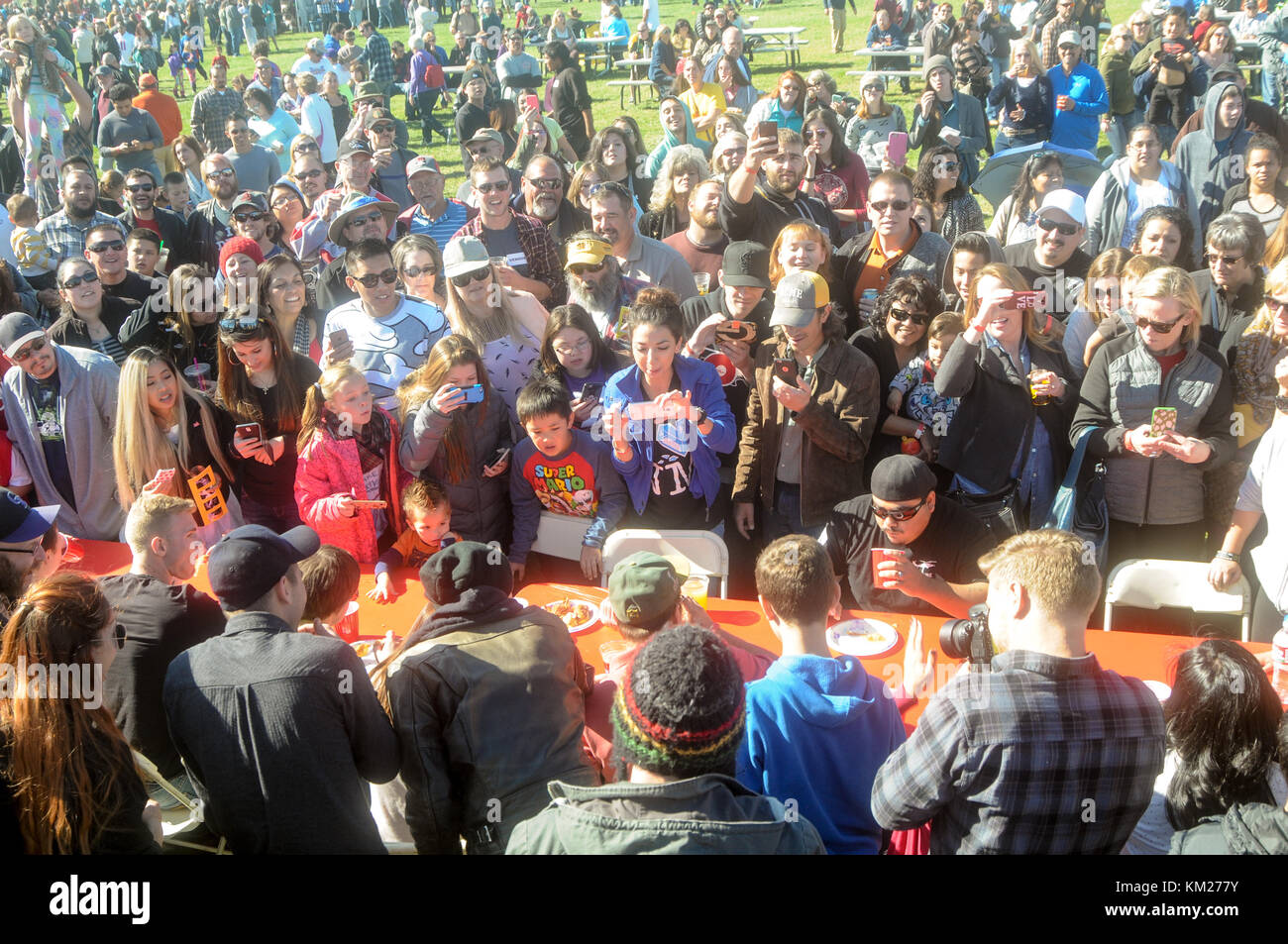 Bacon eating contest at Southwest Bacon Fest Stock Photo Alamy