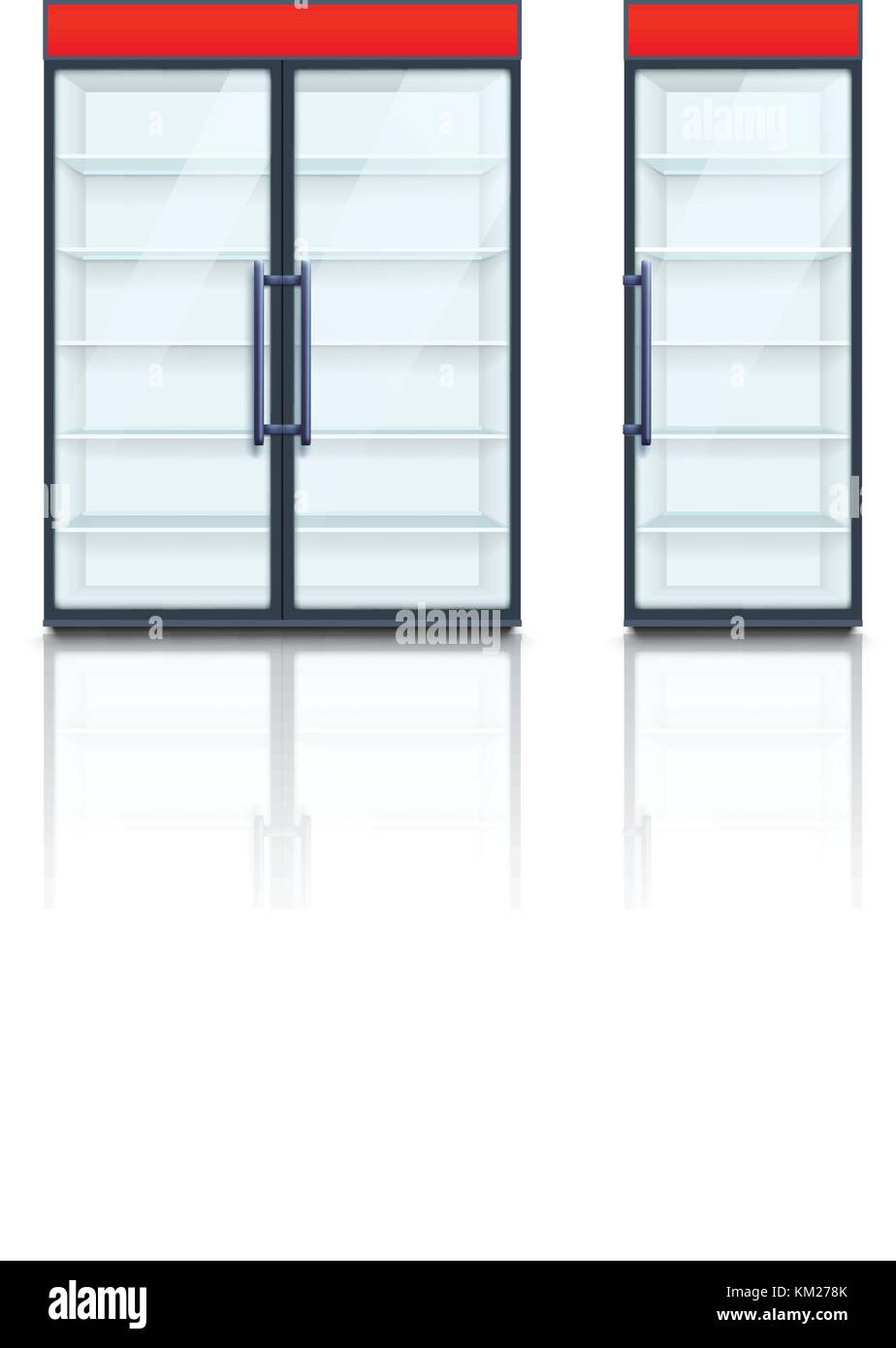 pair commercial fridges with red boards Stock Vector