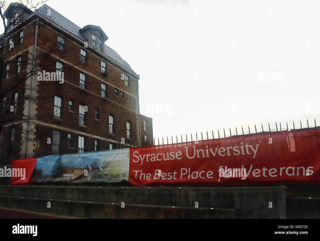 Syracuse, New York, USA. December 2, 2017. Syracuse University advertisement to increase enrollment of veterans Stock Photo
