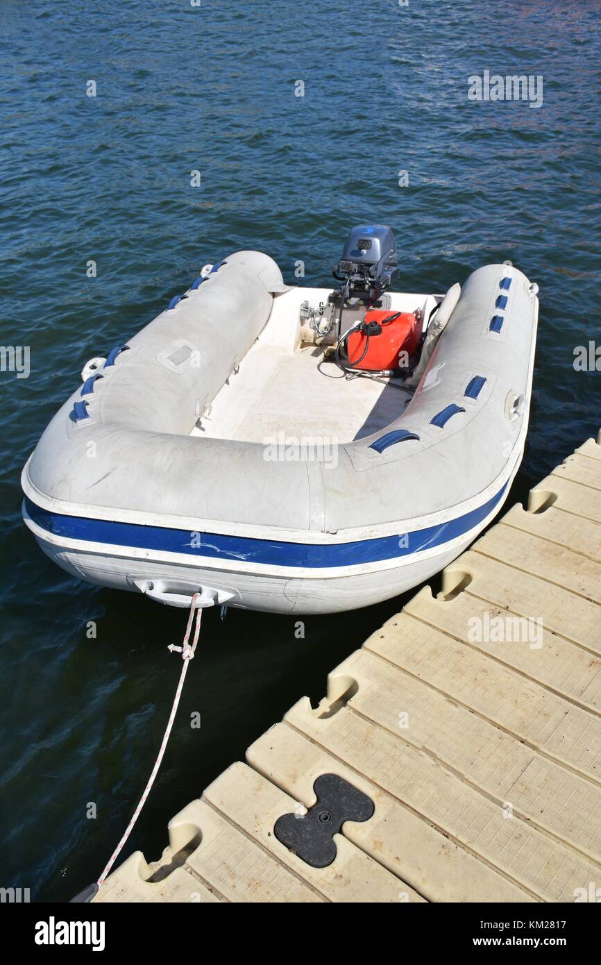 Round Inflatable Boat with Electric Motor Stock Photo - Image of orange,  life: 34744640