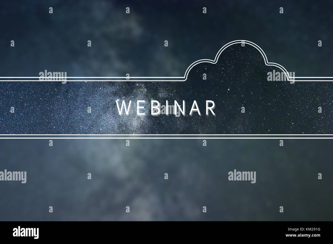 WEBINAR word cloud Concept. Space background. Stock Photo