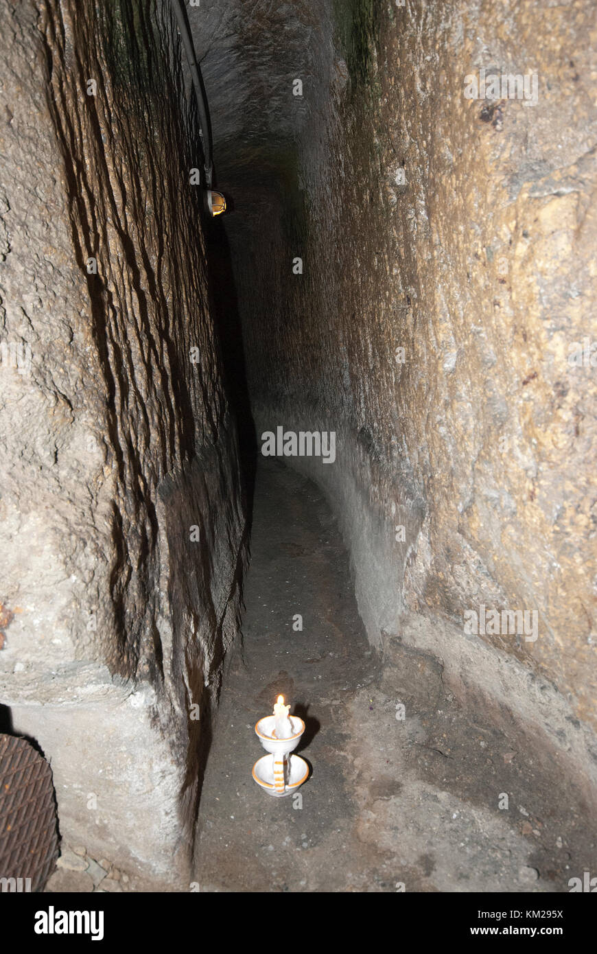 A narrow tunnel of Napoli Sotterranea, Naples Underground, Naples, Campania, Italy Stock Photo