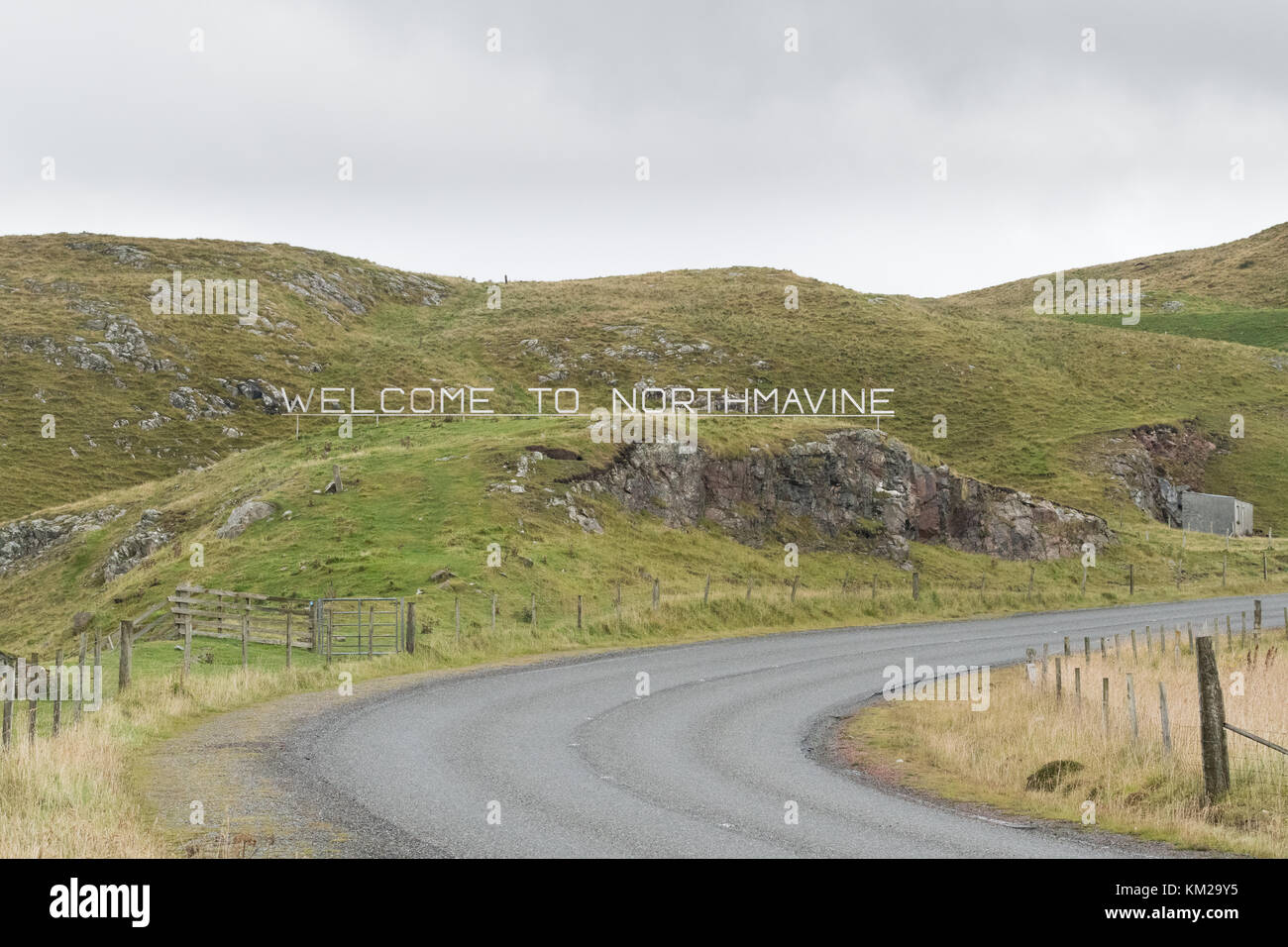Welcome to Northmavine sign, Mavis Grind, Shetland Mainland, Scotland, UK Stock Photo