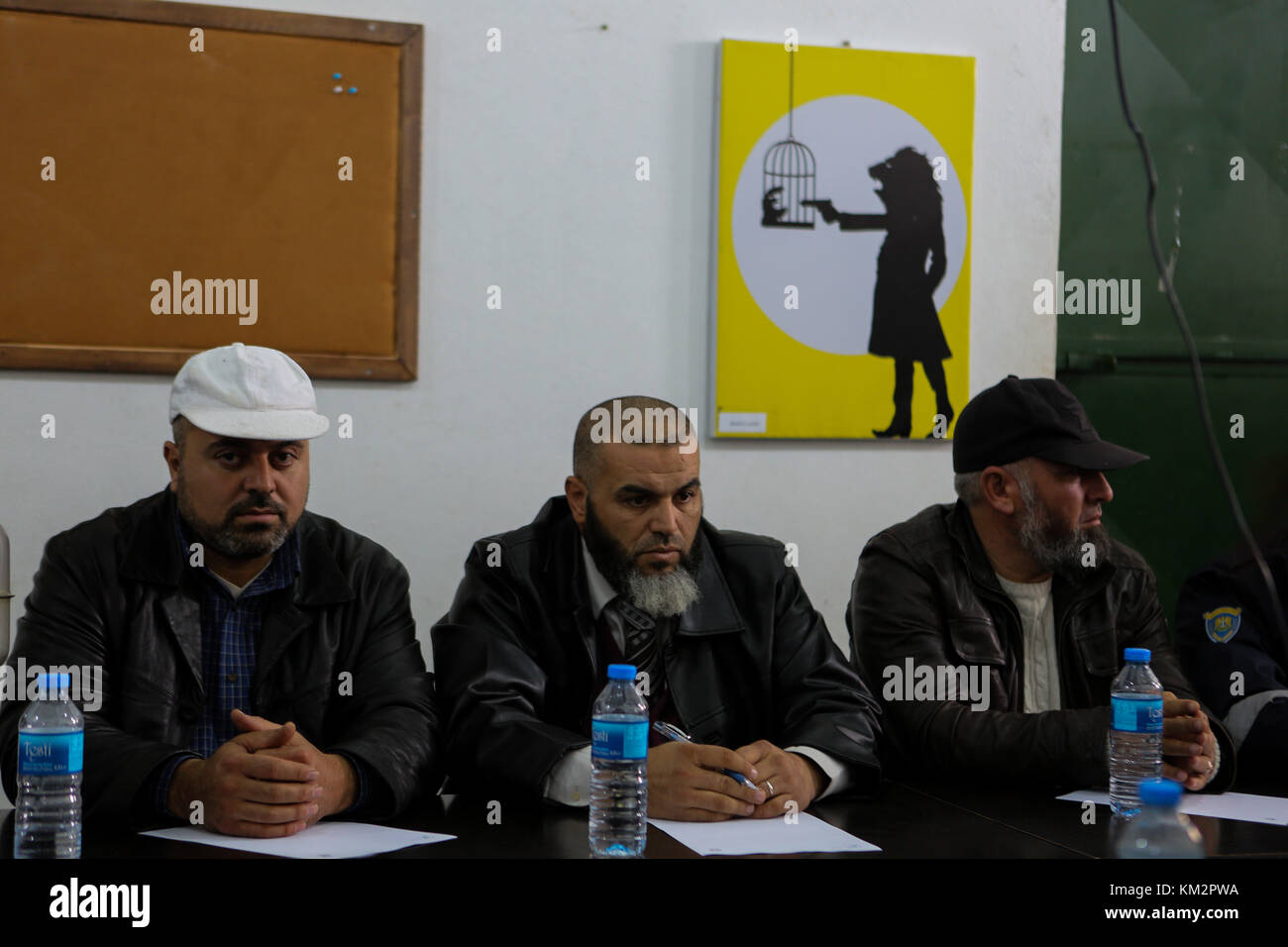 December 3, 2017 - A meeting takes place between the ''political body of the Syrian revolutionary forces'' and the elders and dignitaries of the villages in the western countryside of Aleppo, to discuss the developments in the region in relation to the Syrian conflict and revolution Credit: Juma Mohammad/ImagesLive/ZUMA Wire/Alamy Live News Stock Photo