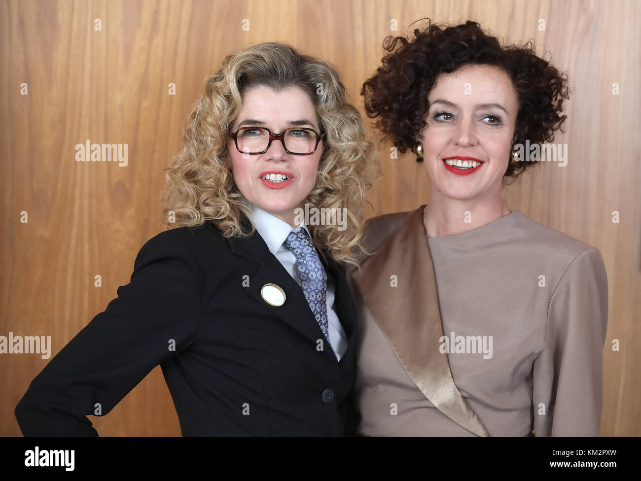 Berlin, Germany. 04th Dec, 2017. Actresses Anke Engelke (L) and Maria  Schrader during the shooting of the Amazon Prime video series "Deutschland  86" ('Germany 86') in Berlin, Germany, 04 December 2017. The