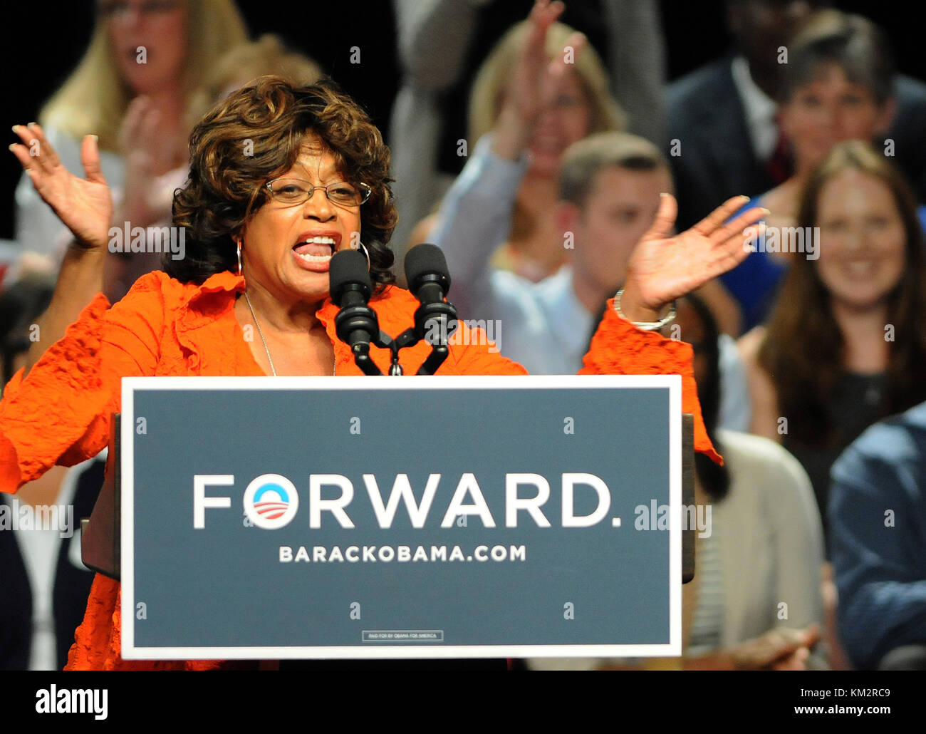 4th Dec, 2017. FILE: July 19, 2012 - Jacksonville, Florida, USA - Former U.S. Rep. Corrine Brown (D-FL) speaks at a re-election campaign rally for former U.S. President Barack Obama on July 19, 2012 in Jacksonville, Florida. On December 4, 2017, Brown was sentenced in federal court in Jacksonville to five years in prison for 18 felony convictions of fraud and tax crimes involving a fake education charity. Brown was also ordered to forfeit more than $650,000 to the U.S. government and pay more than $500,000 in restitution to victims. Credit: Paul Hennessy/Alamy Live News Stock Photo