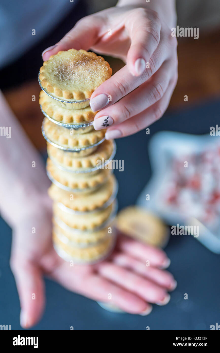 Closeup View Female Hands Holding Christmas Mince Pies Stock Photo - Alamy