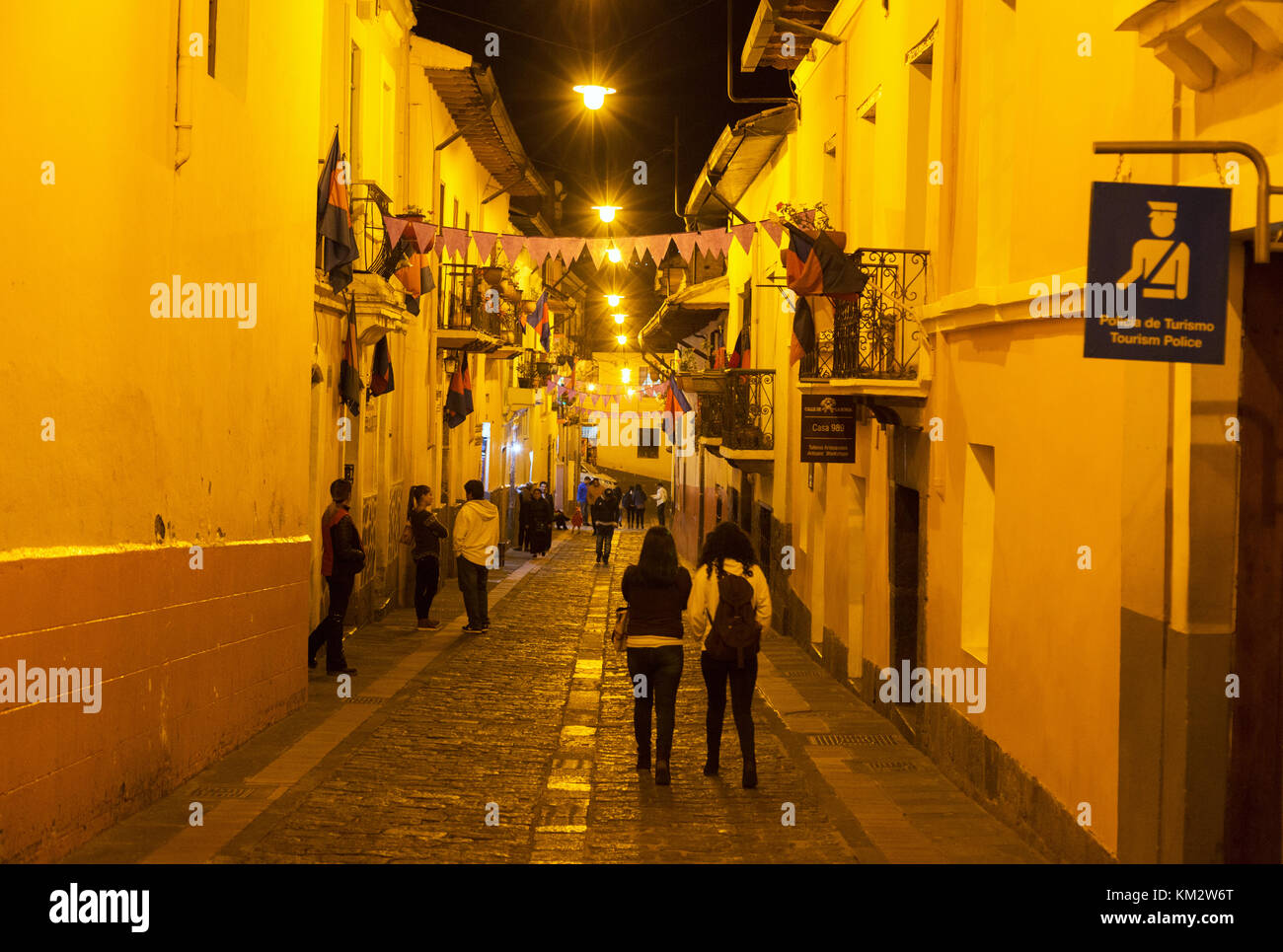 La Ronda street nightlife, Quito old town, UNESCO World Heritage Site, Quito, Ecuador South America Stock Photo