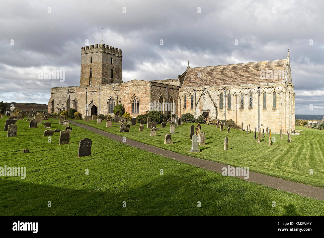 Parish Church of St Aidan, Bamburgh holding the grave of Grace Darling heroine celebrated by the Royal National Lifeboat Institution Stock Photo