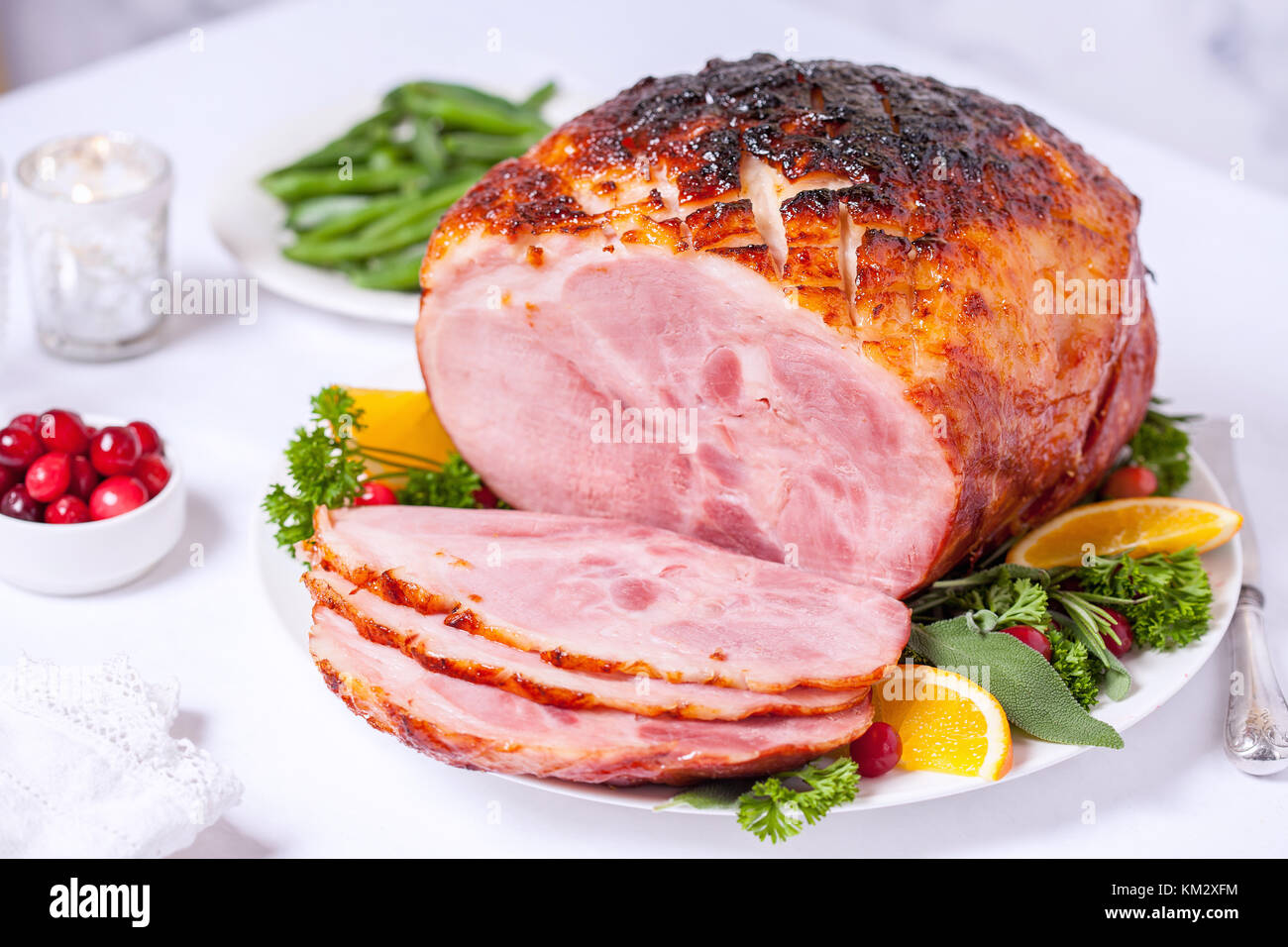Christmas Roasted glazed holiday pork ham Stock Photo Alamy
