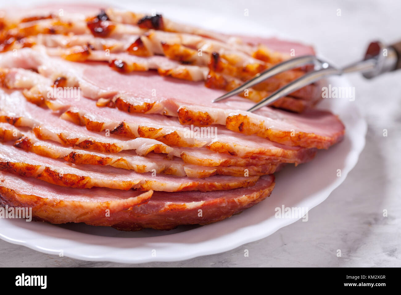 Christmas Roasted glazed holiday pork ham Stock Photo Alamy