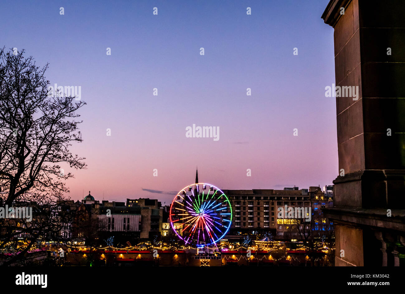 Blurred motion of Forth 1 Big Wheel and Christmas market lights