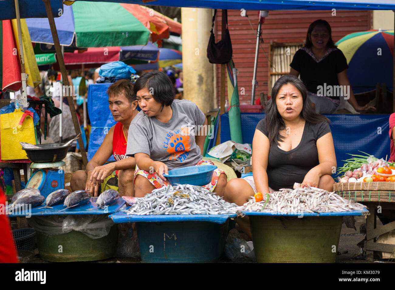 Traders selling fish in the Carbon market,Cebu City,Philippines Stock