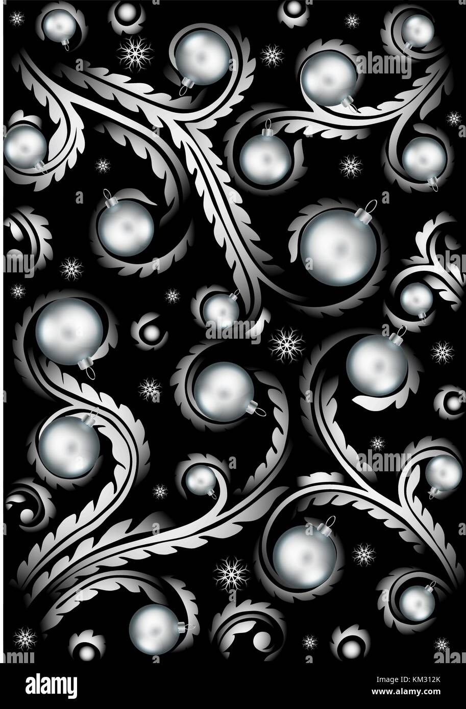 Elegant Christmas Background with Shining silver balls . Vector ...
