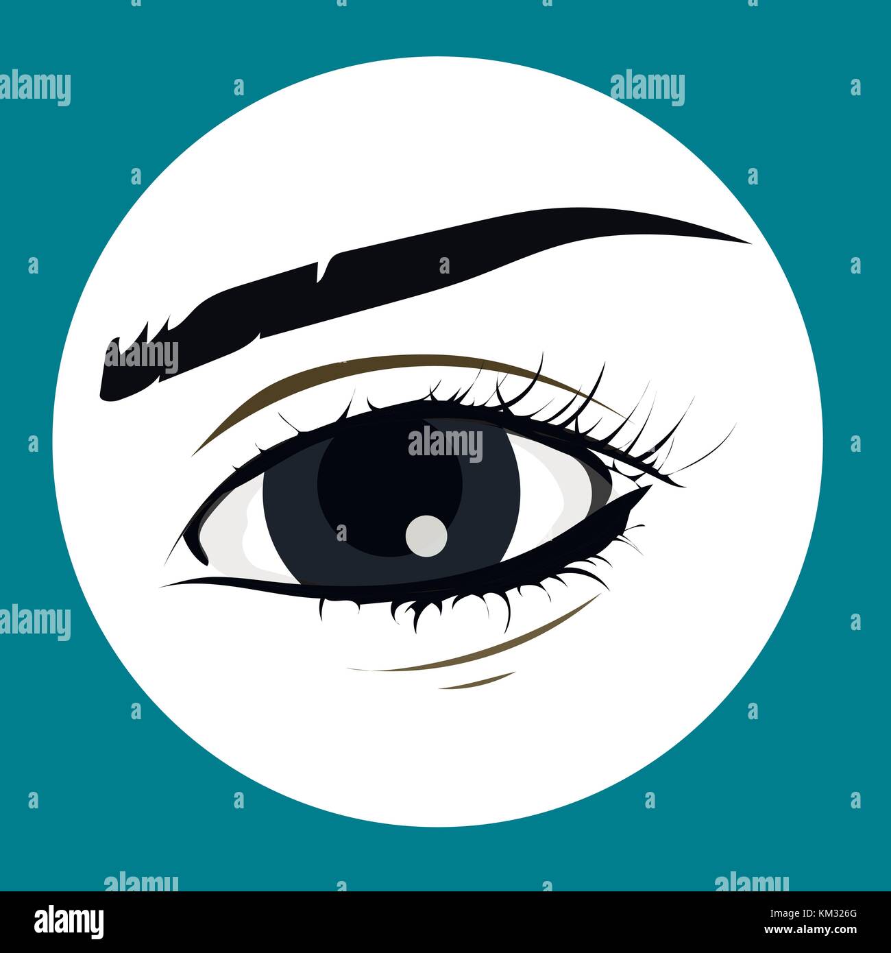 Eye on white background. Eyes art. Woman eye. The eye logo. Eyes art. Human eye close up - vector. Stock Vector
