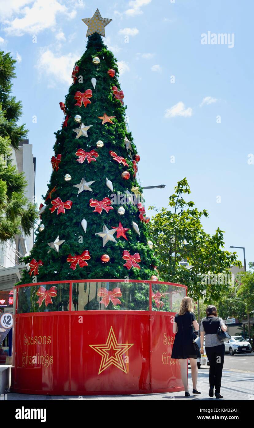 Christmas tree decoration in Flinders St as part of the Christmas