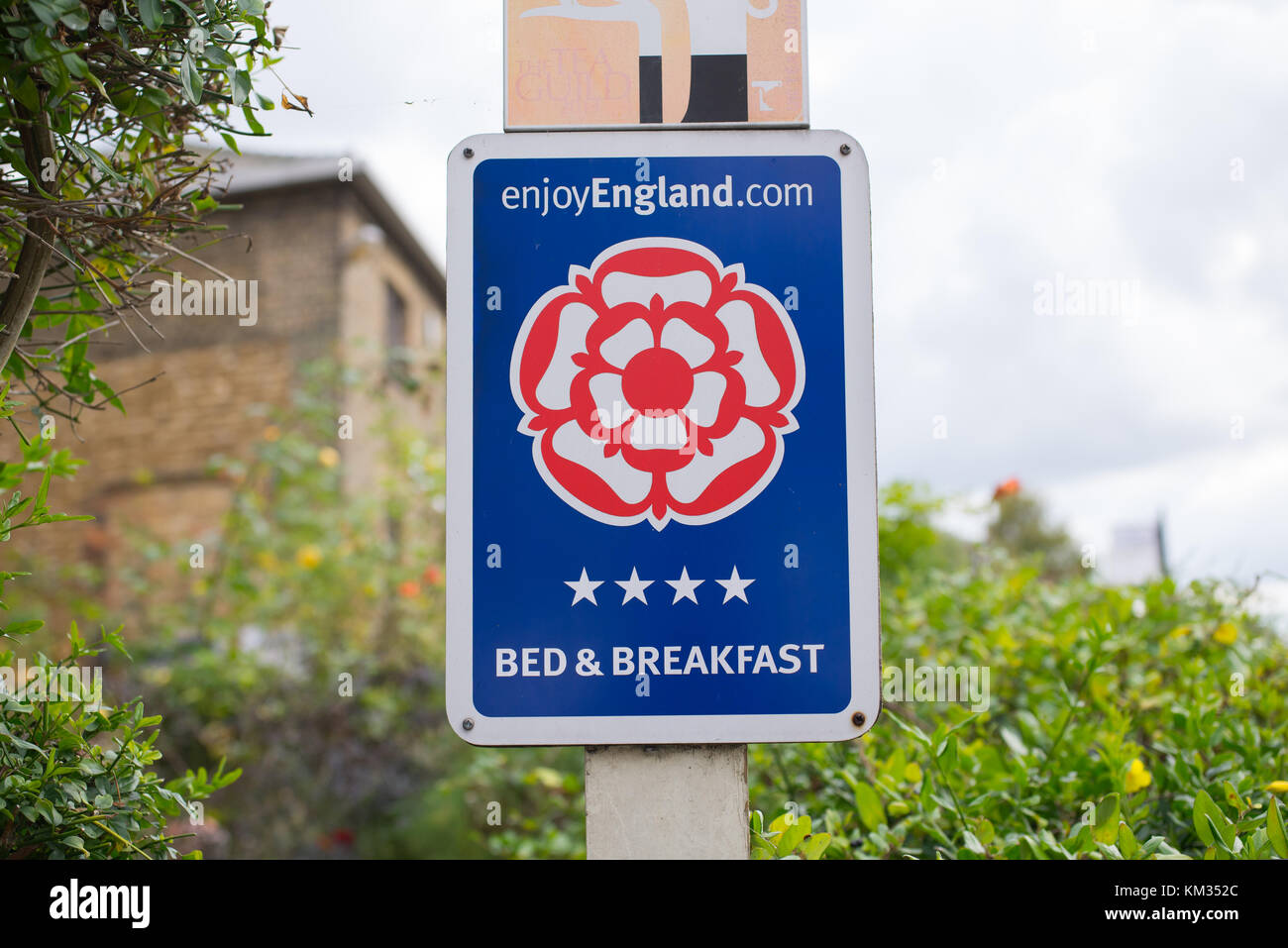 Bed and Breakfast sign stating its belonging to enjoy England.com,  England's star-rated guest accommodation Stock Photo