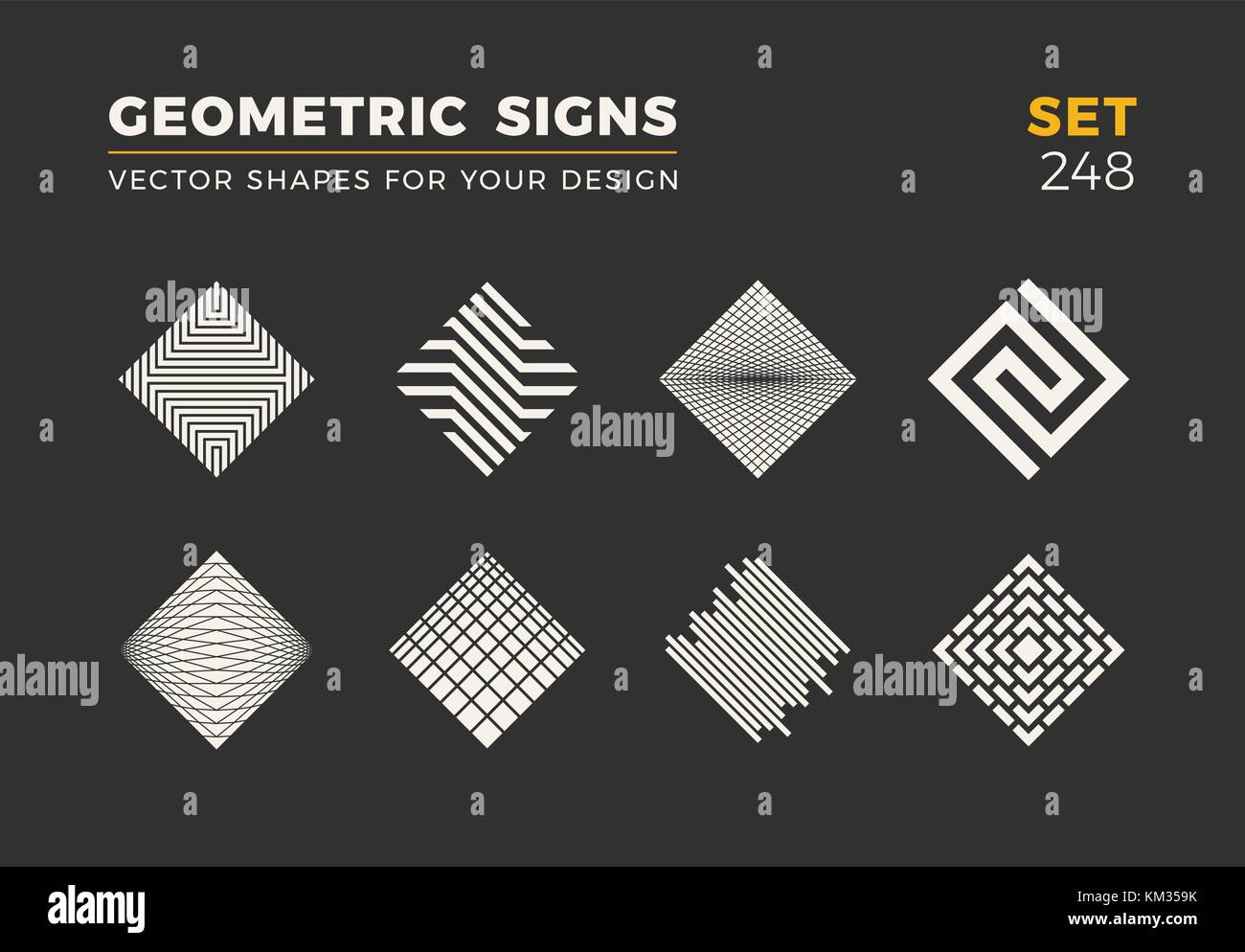 Set of eight minimalistic trendy shapes. Stylish vector logo emblems ...