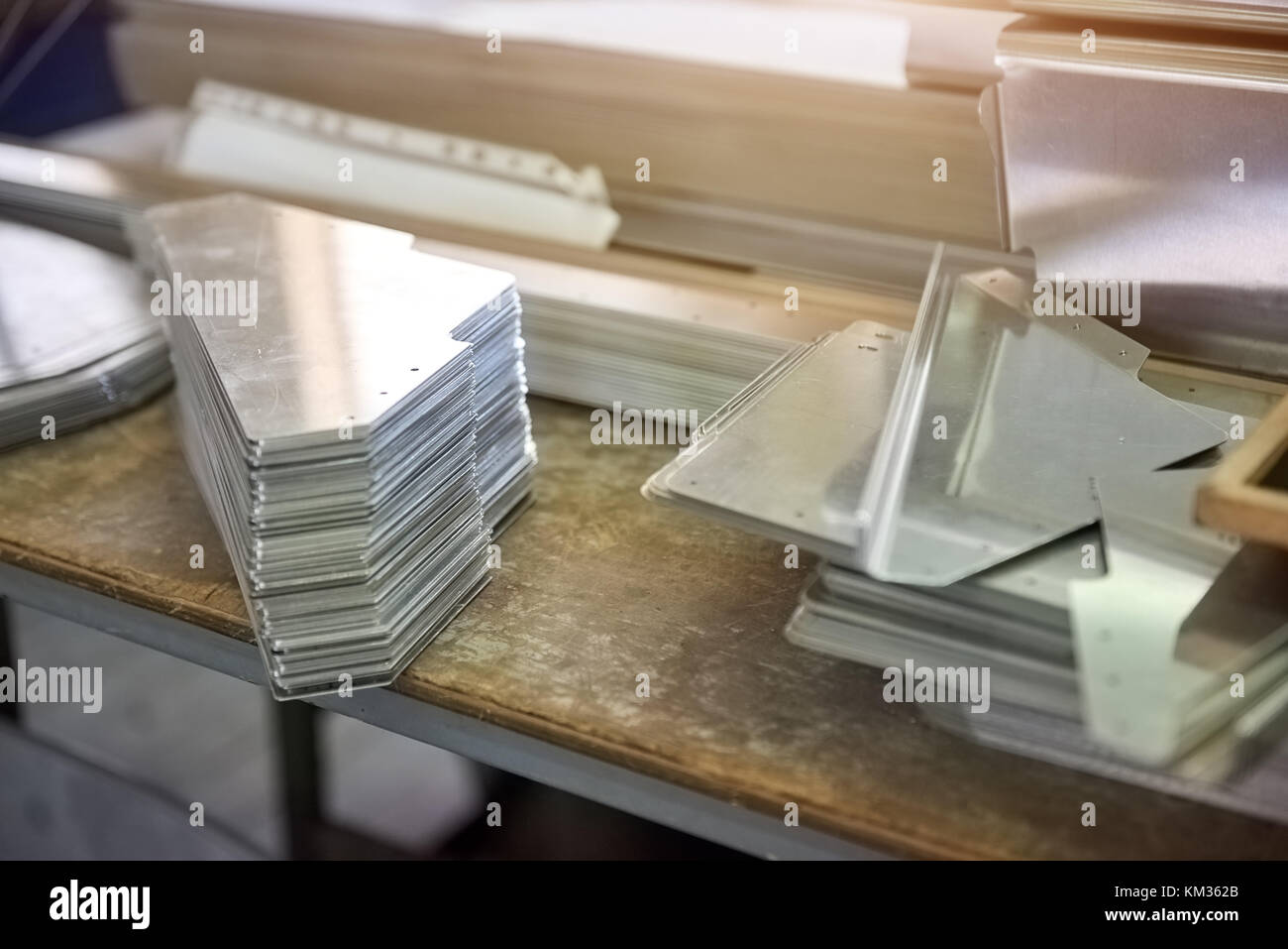Steel parts on the desk Stock Photo Alamy