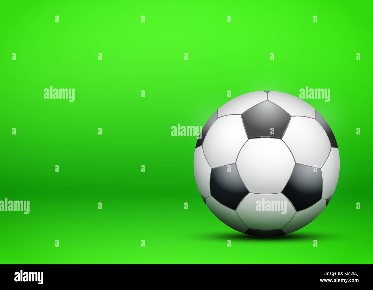 Football Soccer ball on bright green background Stock Vector