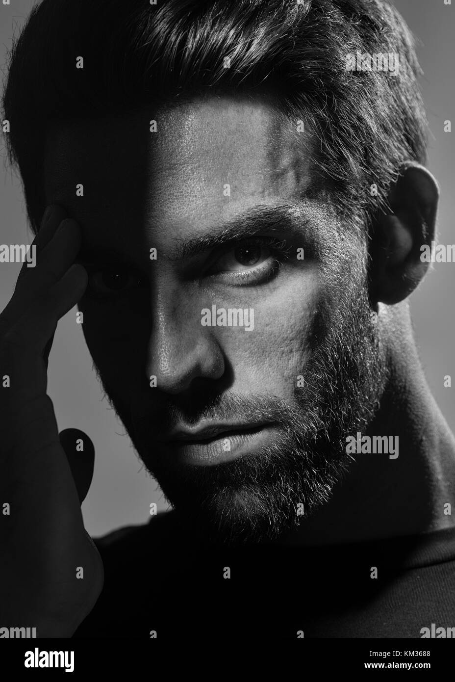 Close up portrait beard man Black and White Stock Photos & Images - Alamy