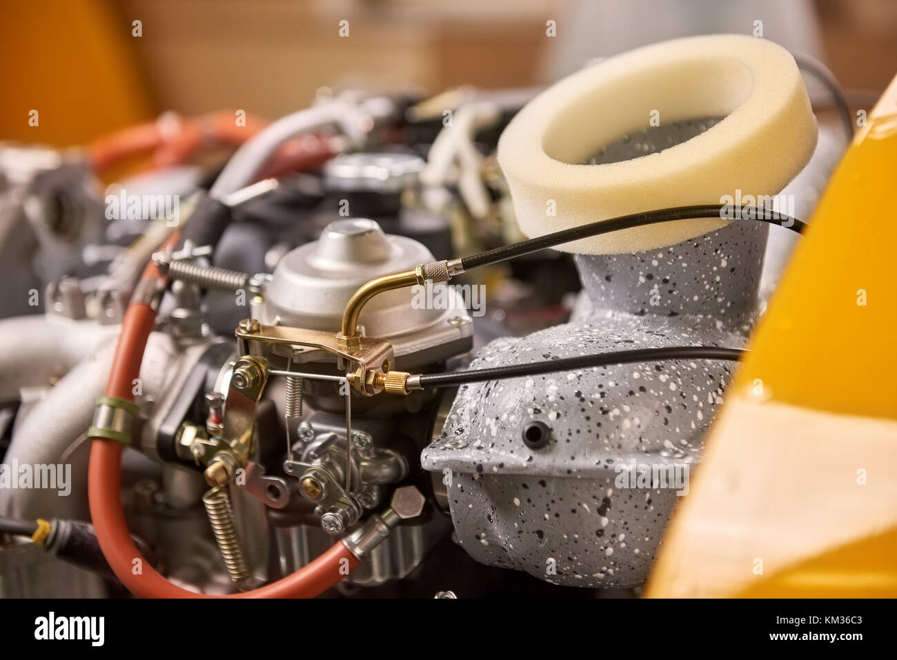 New aircraft engine close up. Stock Photo