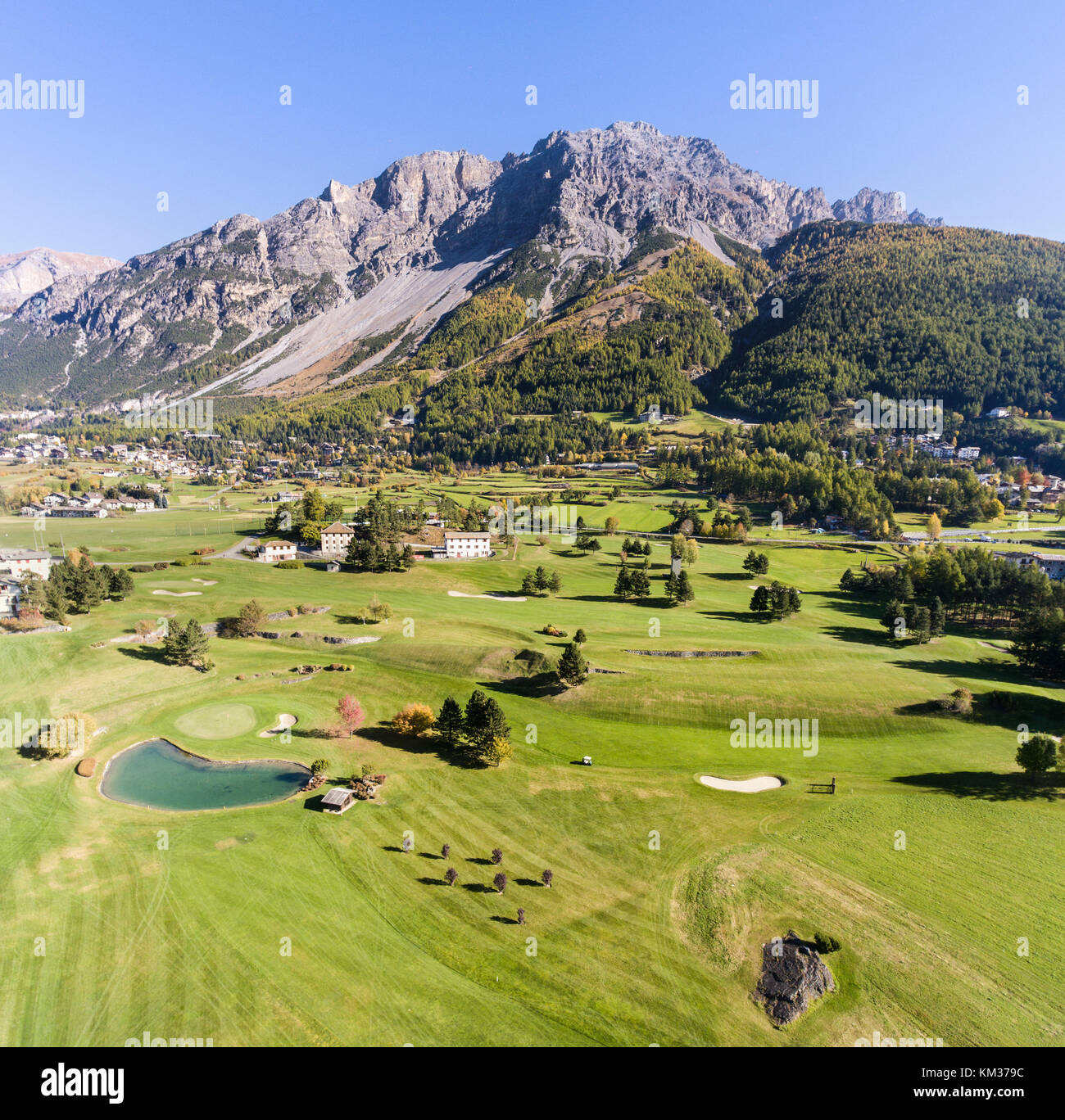 Golf resort, Bormio golf club. Valtellina Stock Photo