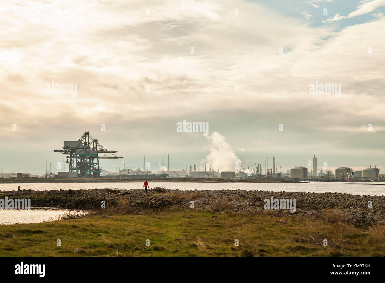 Tees estuary viewed from Paddys Hole,Redcar,England,UK Stock Photo
