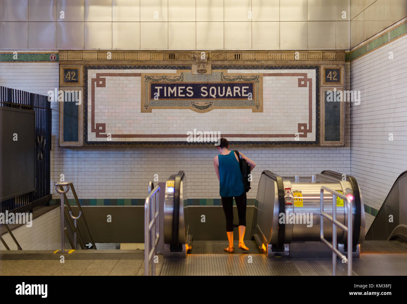 Time square metro train station Stock Photo