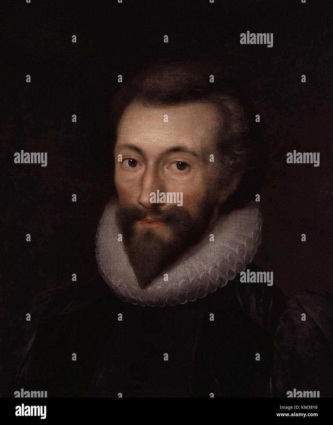 John Donne. John Donne 22 January 1572 – 31 March 1631 was an English poet and cleric in the Church of England. He is considered the pre-eminent representative of the metaphysical poets. Seen here in a painting by Isaac Oliver. Stock Photo