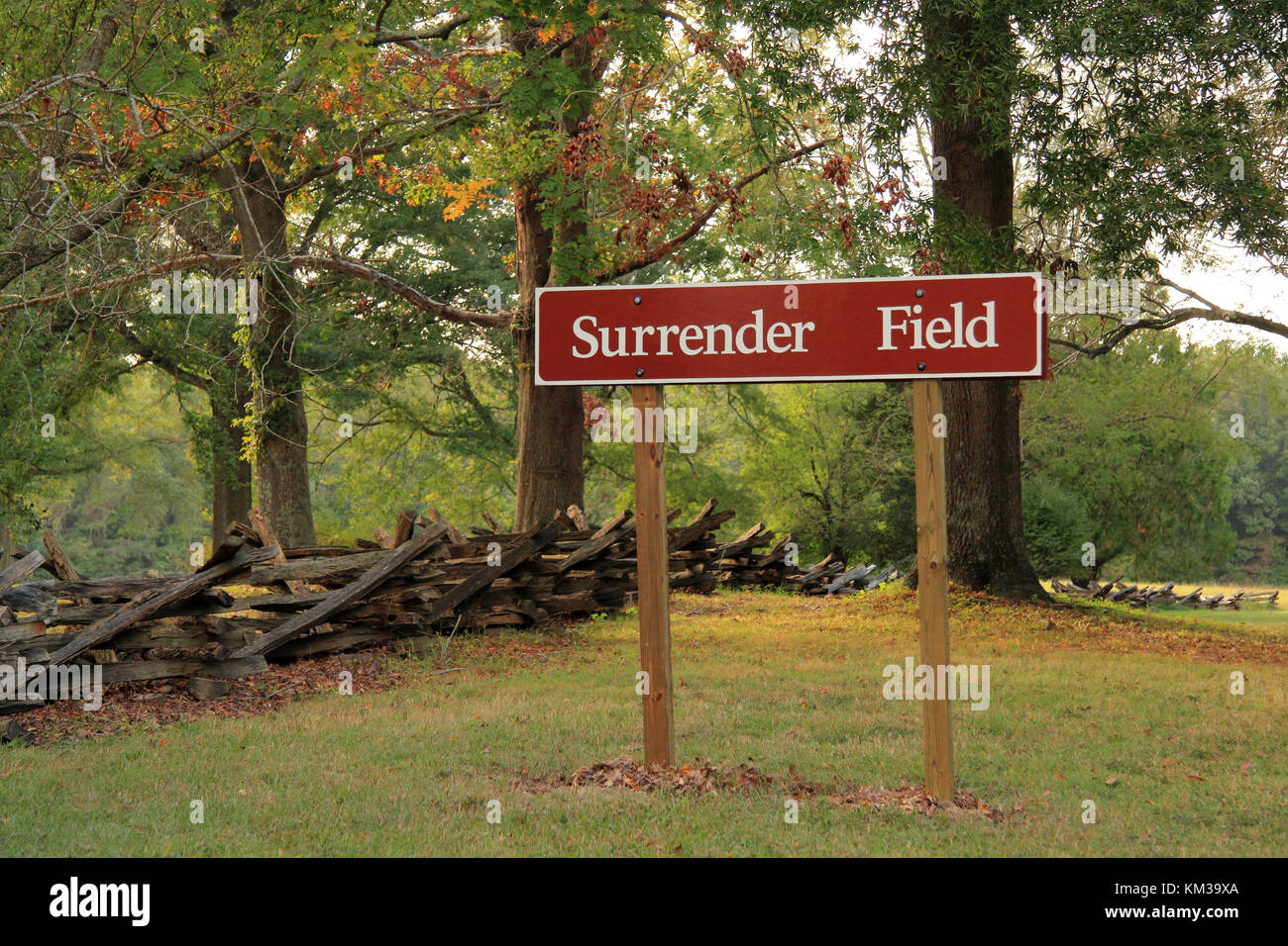 Surrender Field Sign at the Yorktown Battlefield in Yorktown, Virginia