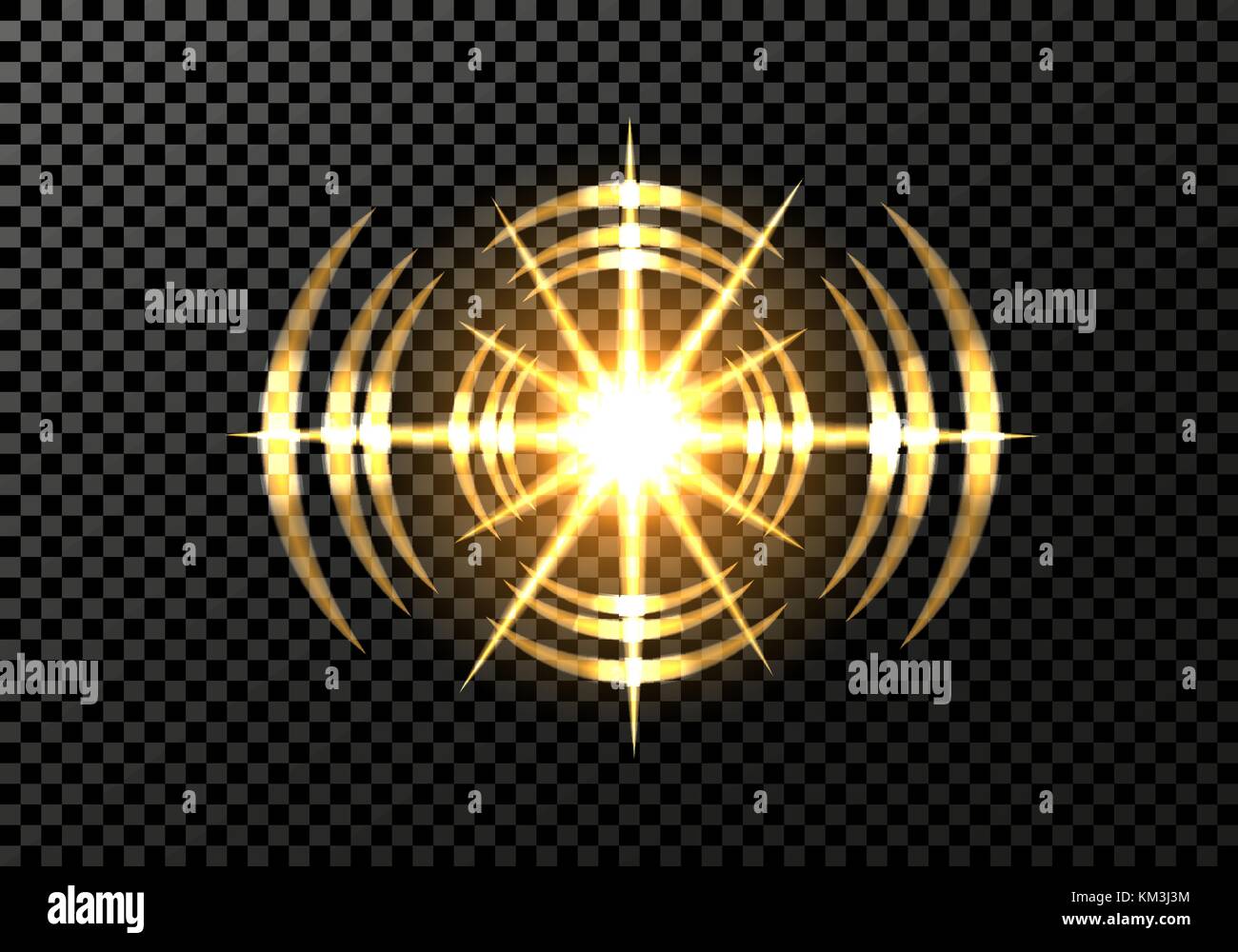 A solar flare, a new star, ether, waves. Light effect. On a transparent background. illustration Stock Vector