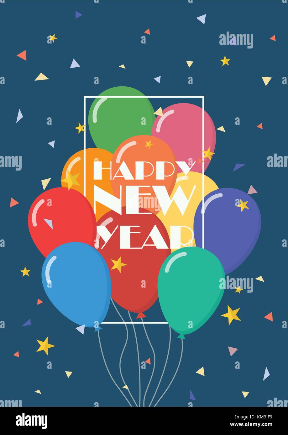Happy new year with balloons. Greeting card Stock Vector Image & Art ...