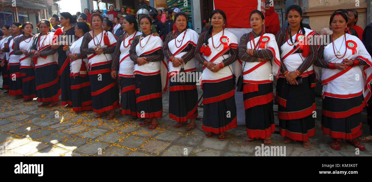 Kathmandu, Nepal. 03rd Dec, 2017. Women from Newar community