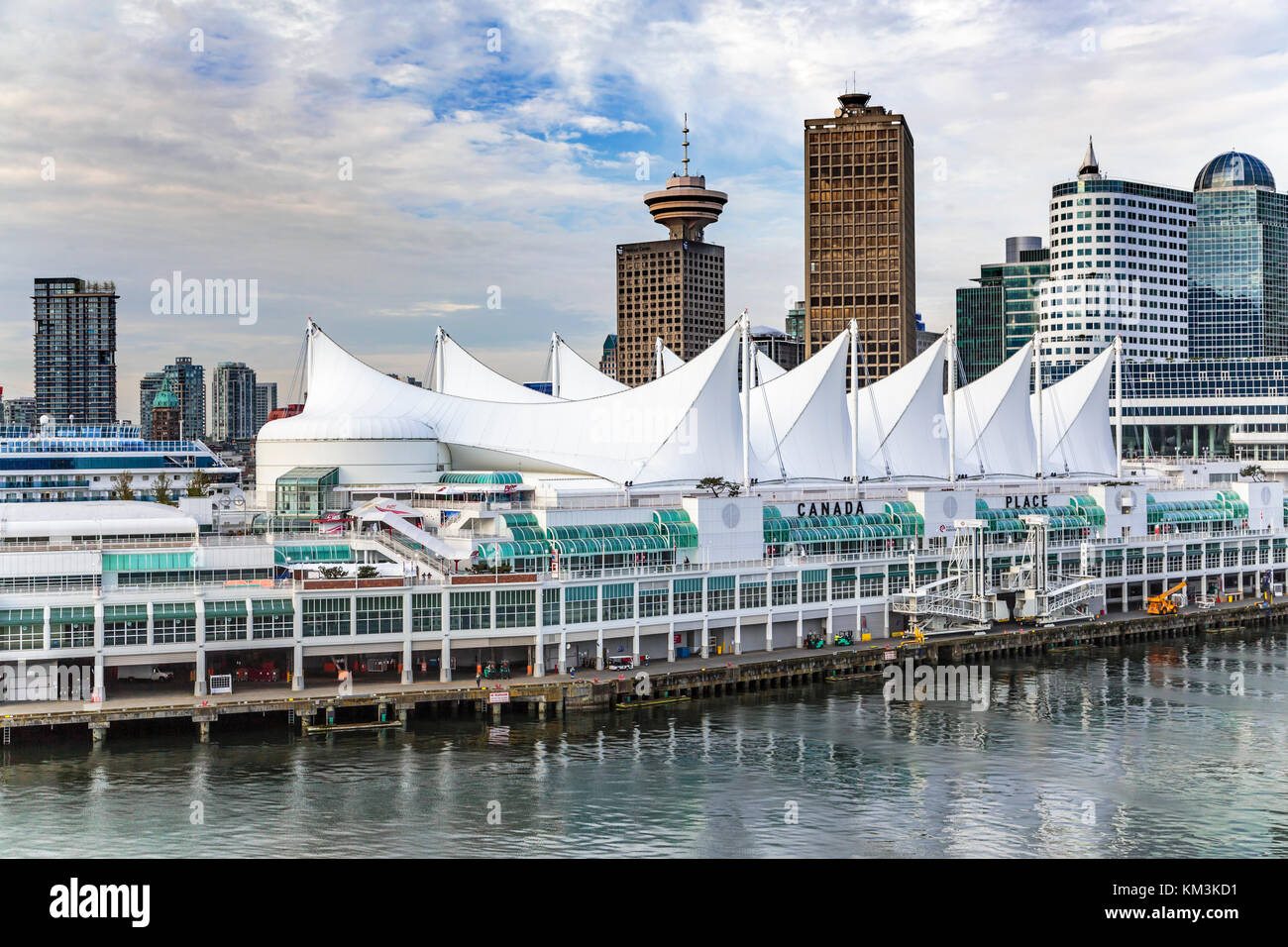 The cruise ship terminal Canada Place and port of Vancouver, British Columbia, Canada. Stock Photo