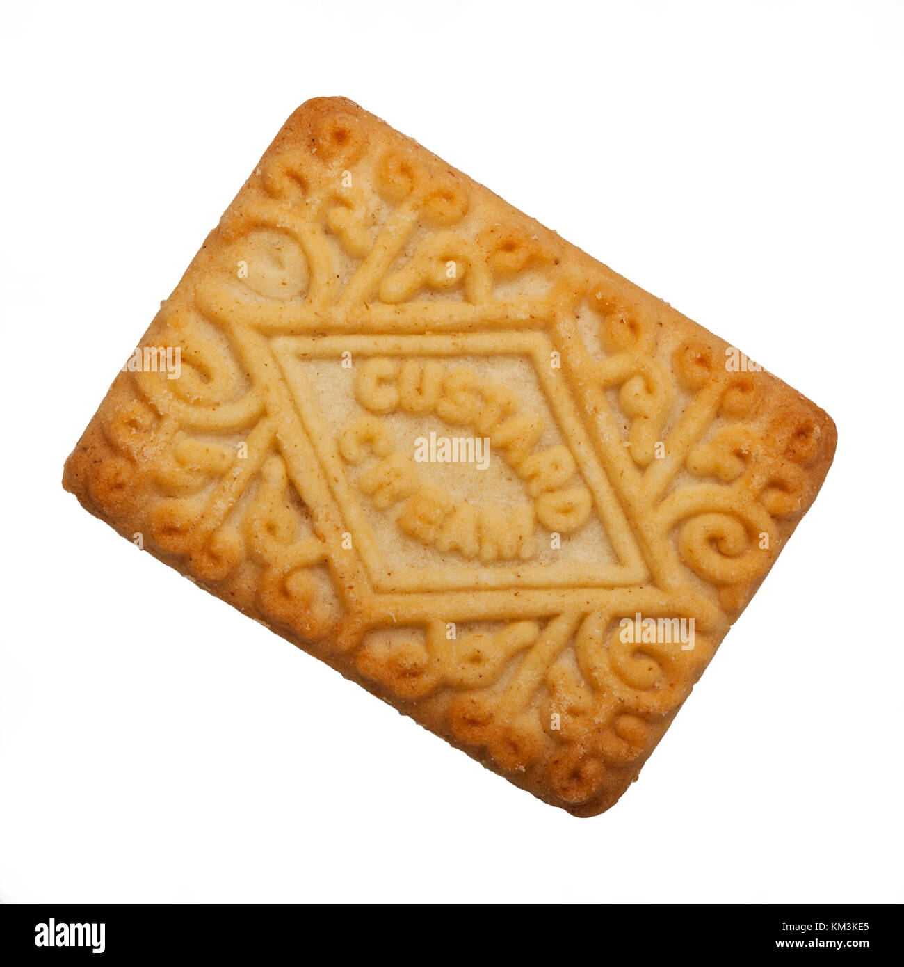 A Custard Cream biscuit on a white background Stock Photo