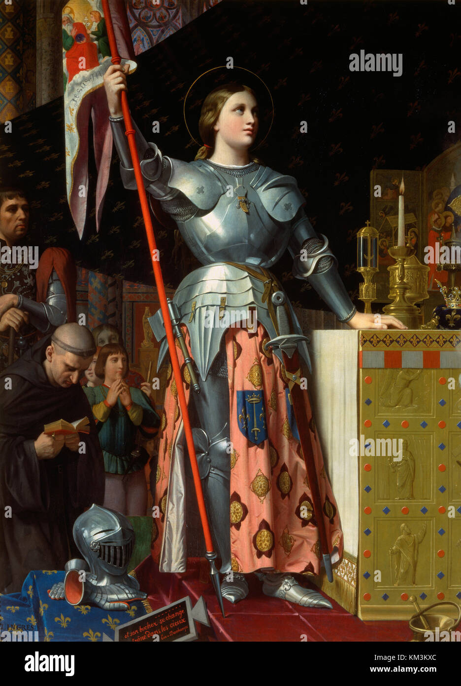 Joan of Arc (1412-1431). The Maind of Orleans, heroine of France durig Hundred Years'War. Joan of Arc at the Coronation of Charles VII, 1854. By Jean-Auguste-Dominique Dominique Ingres (1780-1867). Louvre Museum. Paris. France. Stock Photo