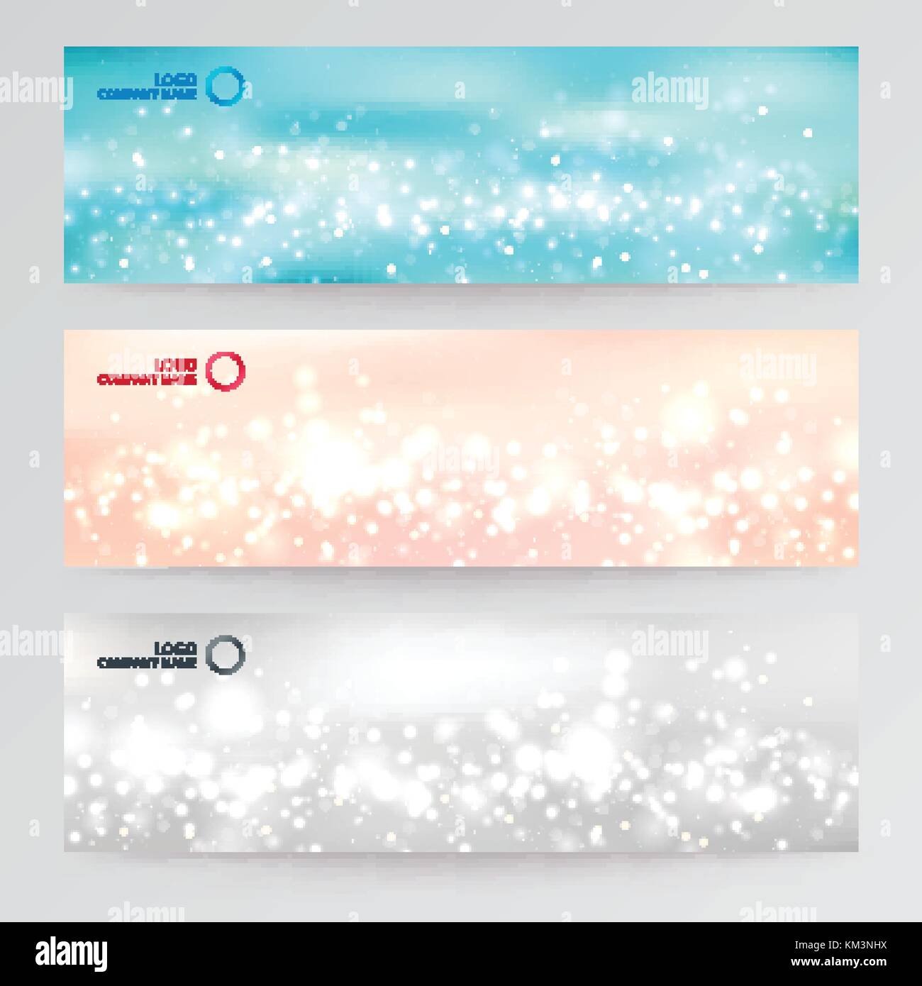 Set template banner web abstract blurred soft focus bokeh of white and gray, blue, pink color background concept, copy space, Vector illustration Stock Vector