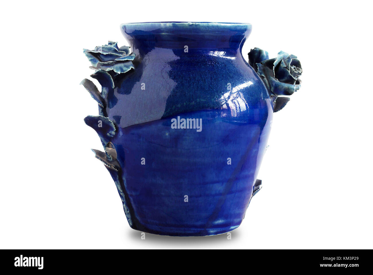 Old blue vase on a white background Stock Photo - Alamy